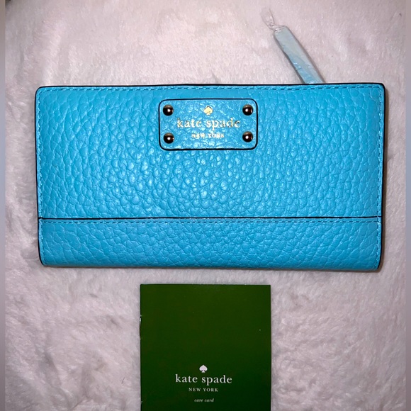 Womens NWT Kate Spade Pebble Leather Wallet Atoll Blue - Picture 4 of 5